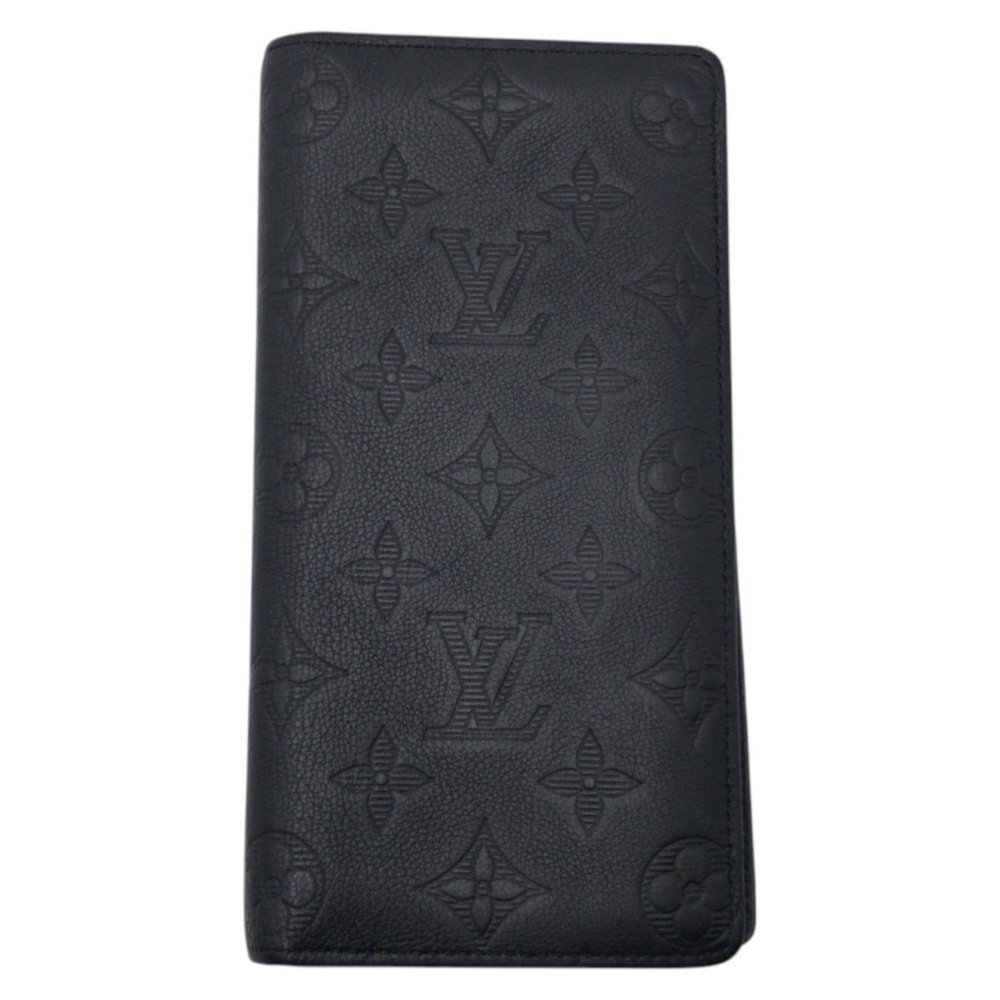 LOUIS VUITTON Monogram Shadow Portefeuille Plaza Black Leather Long Wallet